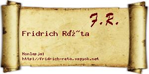 Fridrich Réta névjegykártya